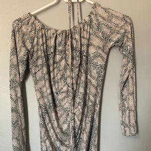 Shape Taupe Snake Print Slinky Ruched Bardot Dress